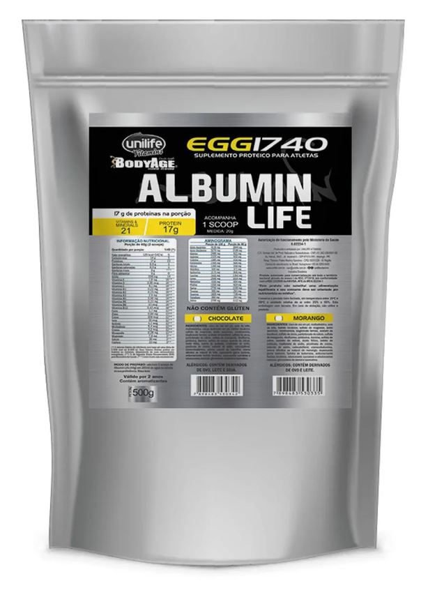 Unilife Albumin Life 1740 - Pacote Metalizado - Sabor Chocolate 500g