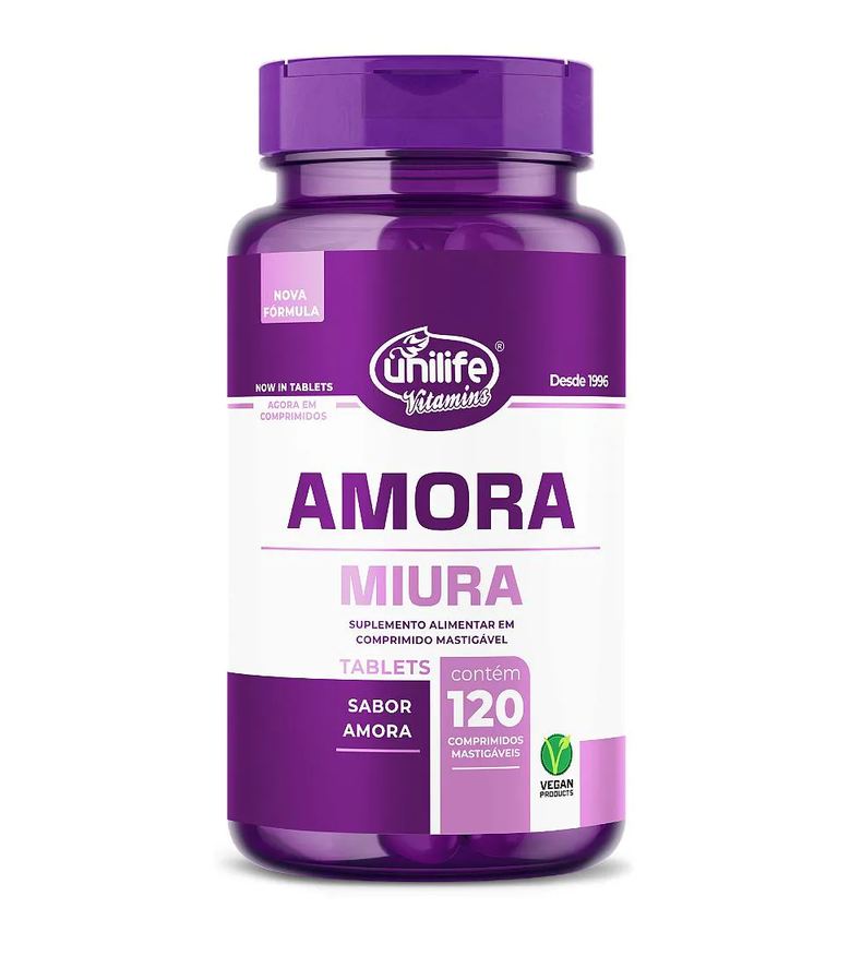 Unilife Amora Mastigável + Vitaminas E, D e B12 - 120 Comprimídos **lançamento