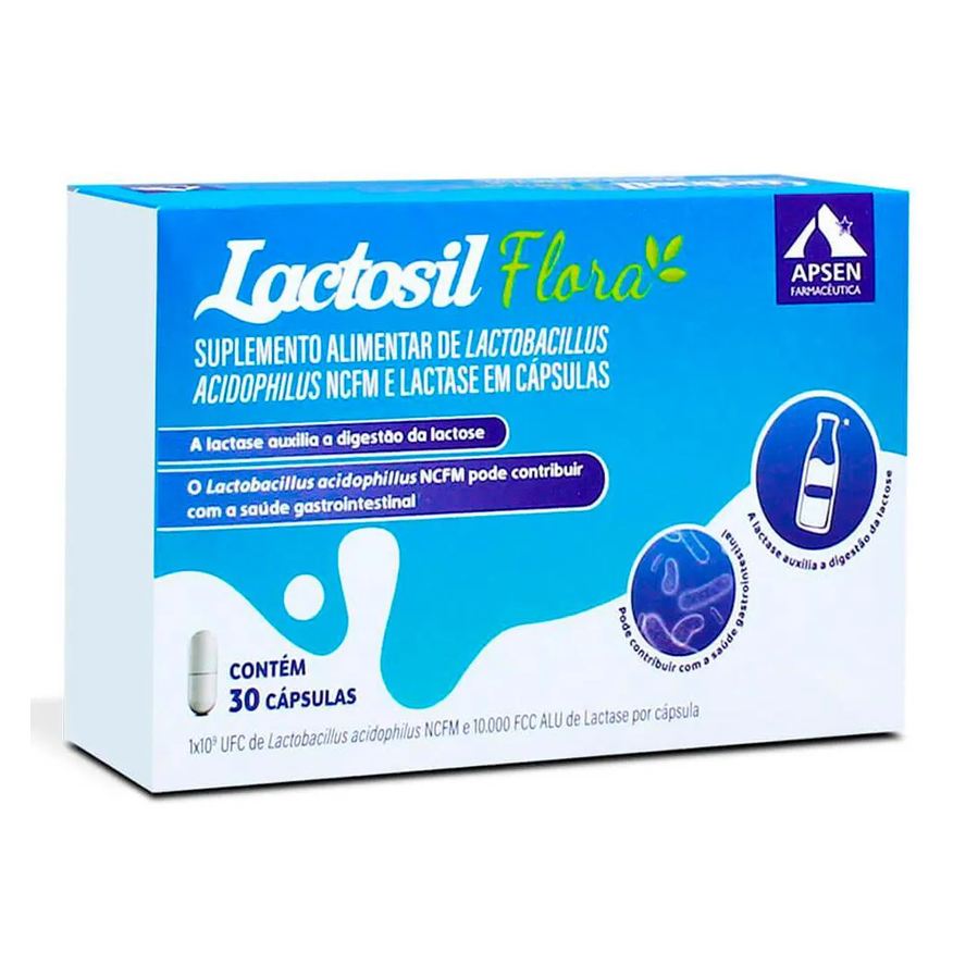 Apsen Lactosil Flora C/30 cápsulas - Probiótico Lactobacillus + Enzima Digestiva Lactase 10.000 Fcc