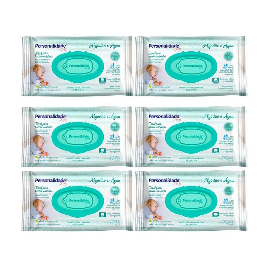 Eurofral Kit C6 Toalha Umedecida Baby Algodão e Água C50