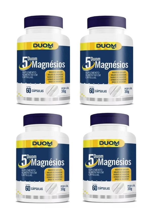 Duom Kit 4 5 Magnésios Quelato Malato Taurato Citrato 60cps