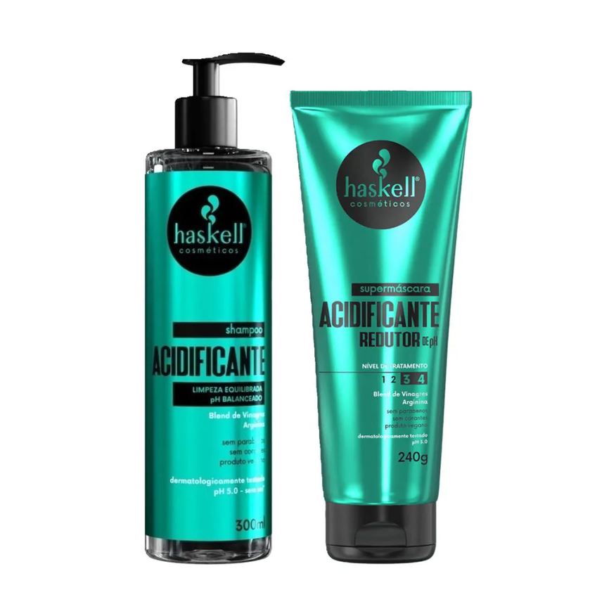 Haskell Kit Shampoo Supermáscara Acidificante Redutor de Ph