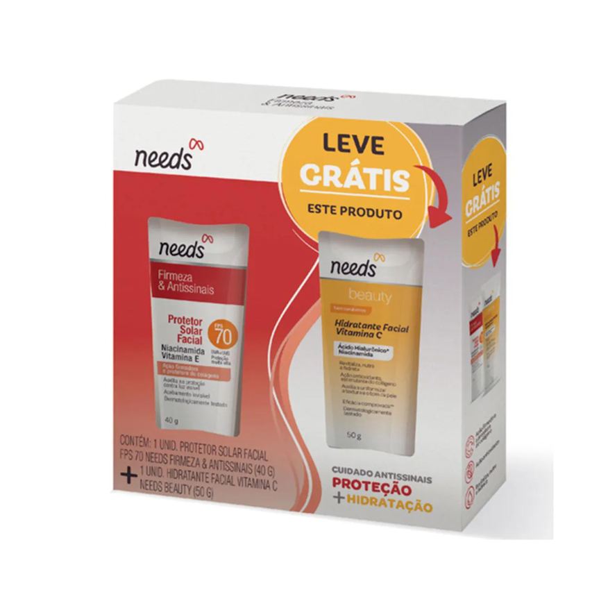 Needs Solar Kit Facial Needs Protetor Solar FPS 70 40g + Hidratante 50g