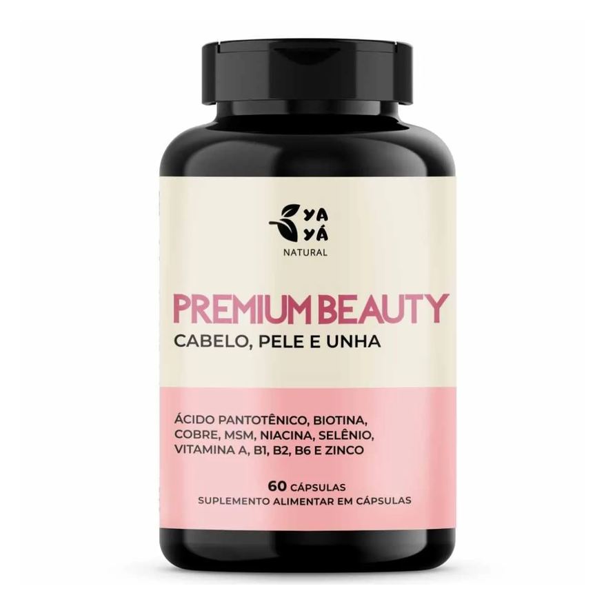 Yayá Natural Premium Beauty, Suplemento Alimentar para Cabelo Pele e Unha 60 cápsulas