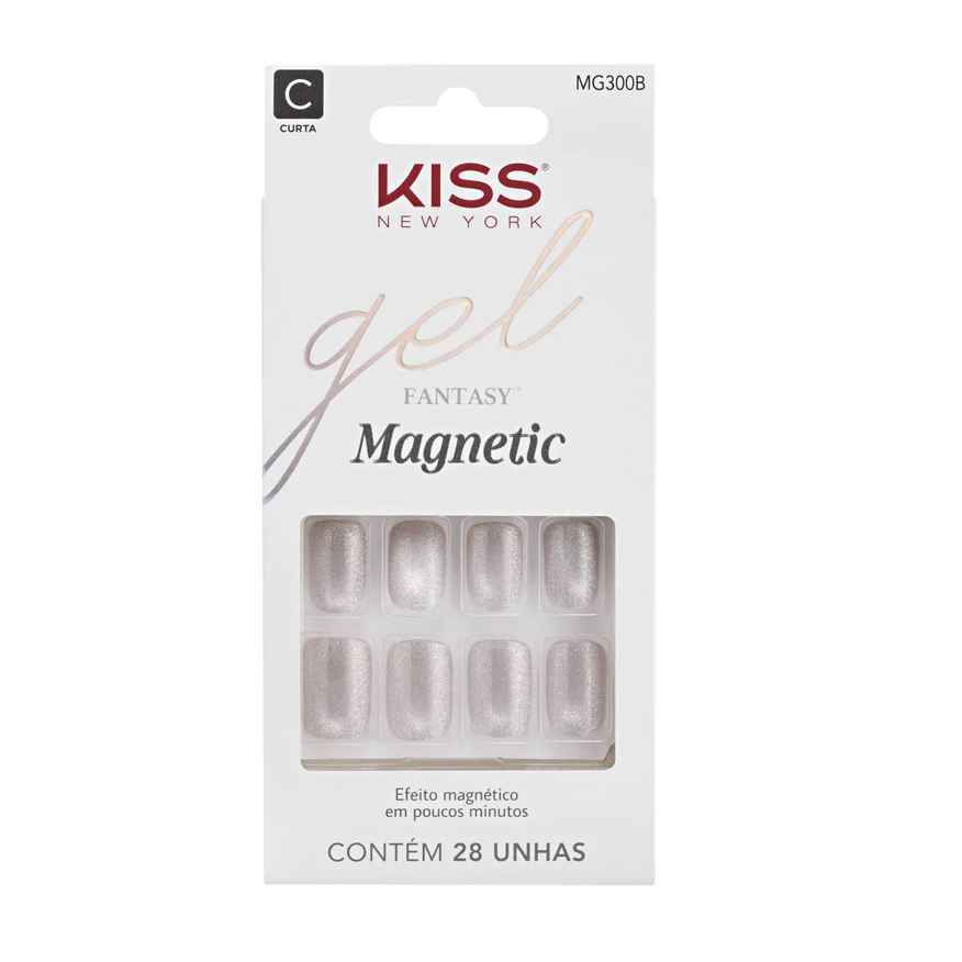 Kiss New York Unha Postiça Gel Fantasy Magnetic Nail Crystal - Prata