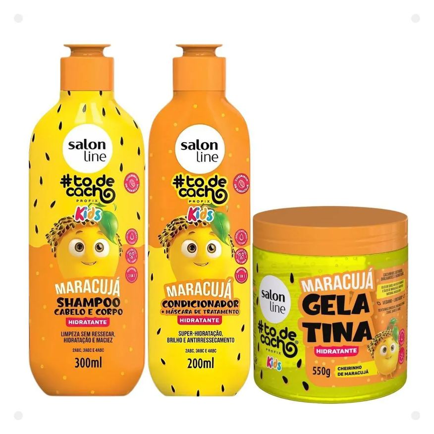 Salon Line Kit Kids: Shampoo + Condicionador e Gelatina Hidratante Maracujá
