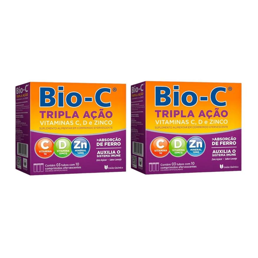 União Química 2 Caixas Bio-c Tripla Ação 30 comprimidos Efervescentes