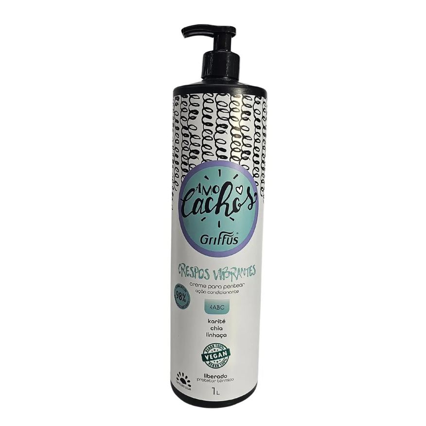 Griffus Creme para Pentear Karité, Chia e Linhaça Crespos Vibrantes 4abc Vegano Amo Cachos 1l