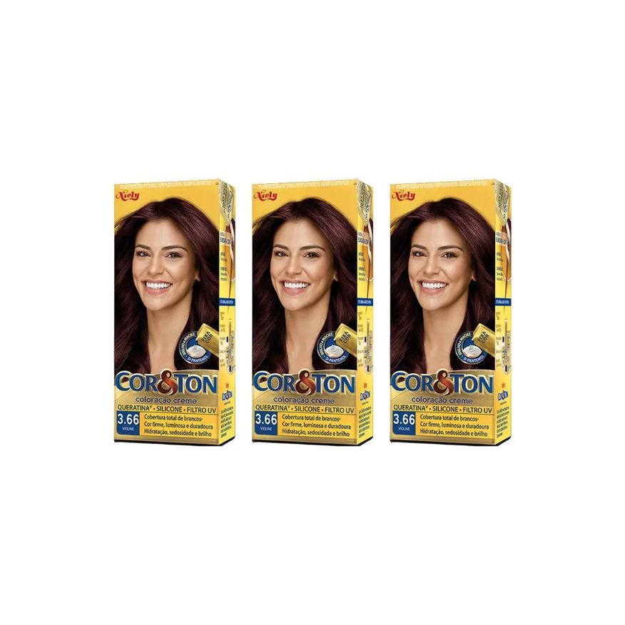 Cor&ton Coloraçao 3.66 Violine 50g - Kit C / 3un