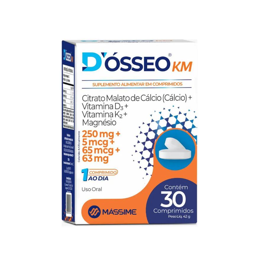 Massime D´ósseo Km 30caps - Cálcio, Magnésio, D3 e K2