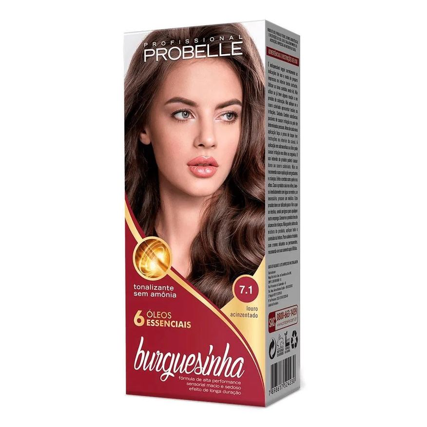 Probelle Tintura Burguesinha sem Amonia 7.1 Louro Acinzentado