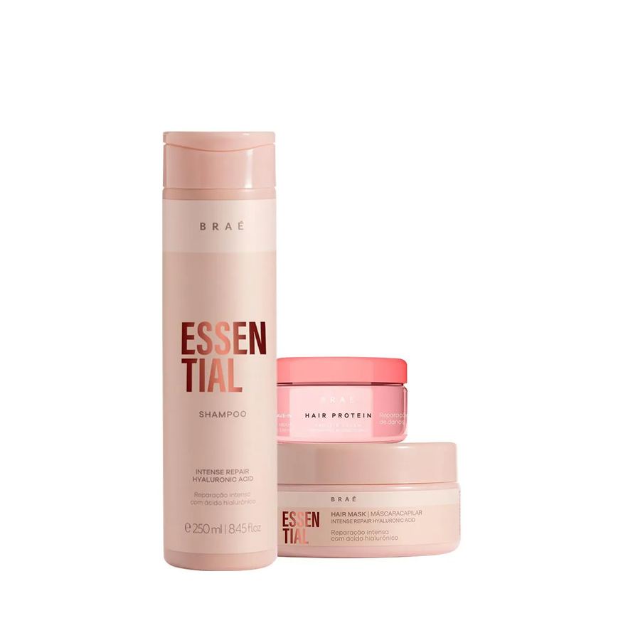 Braé Kit Essential Shampoo Máscara e Hair Protein (3 Produtos)