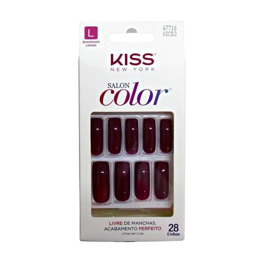 Kiss New York Unhas Postiças Salon Color Longa - Bonita