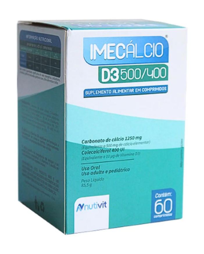 Nutivit Imecalcio 500mg + 400ui - Cálcio + Vit D3 - 60 comprimidos