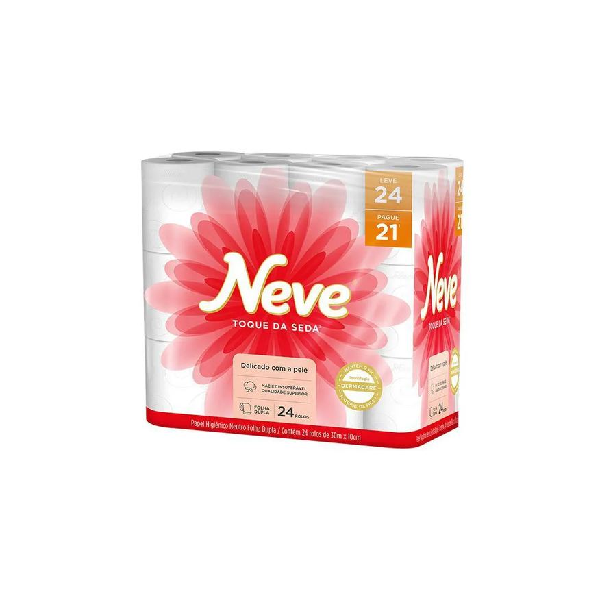 Seda Papel Higiênico Neve Toque de Folha Dupla Leve 24 Pague 21