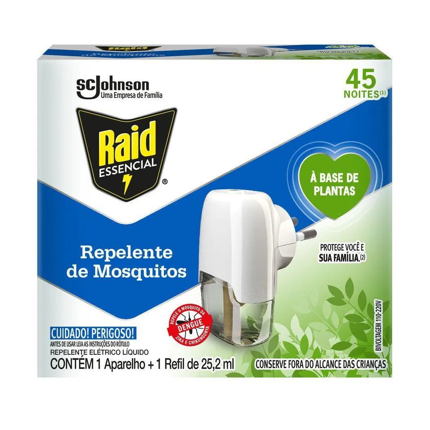 Raid Kit Aparelho + Repelente 45 Noites Base Planta 25,2ml
