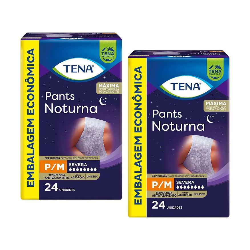 Tena Kit 2 Roupas Íntimas Pants Noturna P/m com 24un