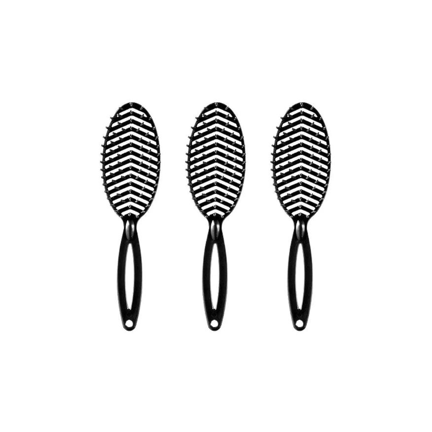 Darma Escova de Cabelo Flex Oval Preta - Kit C / 3un
