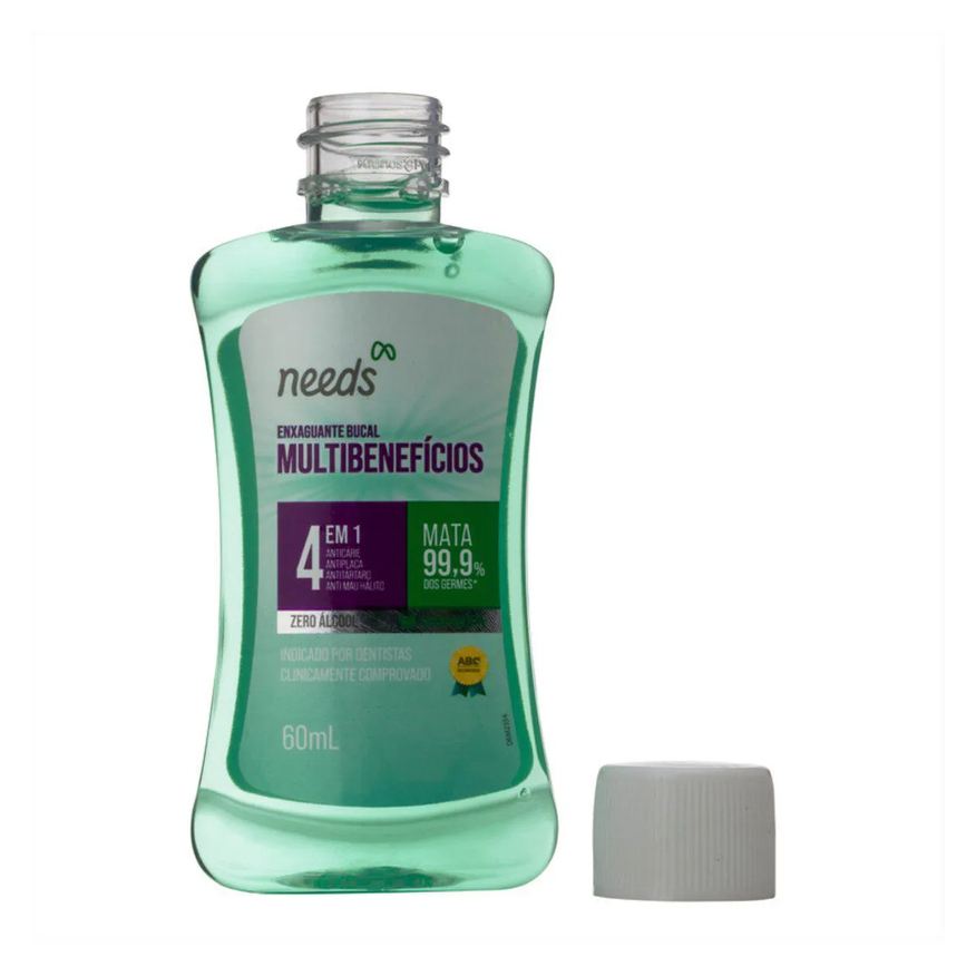 Needs Enxaguante Bucal 4 em 1 Menta Sem Álcool 60ml