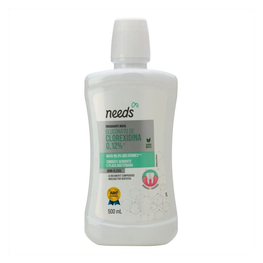 Needs Enxaguante Bucal Clorexidina 0,12% Menta Sem Álcool 500ml