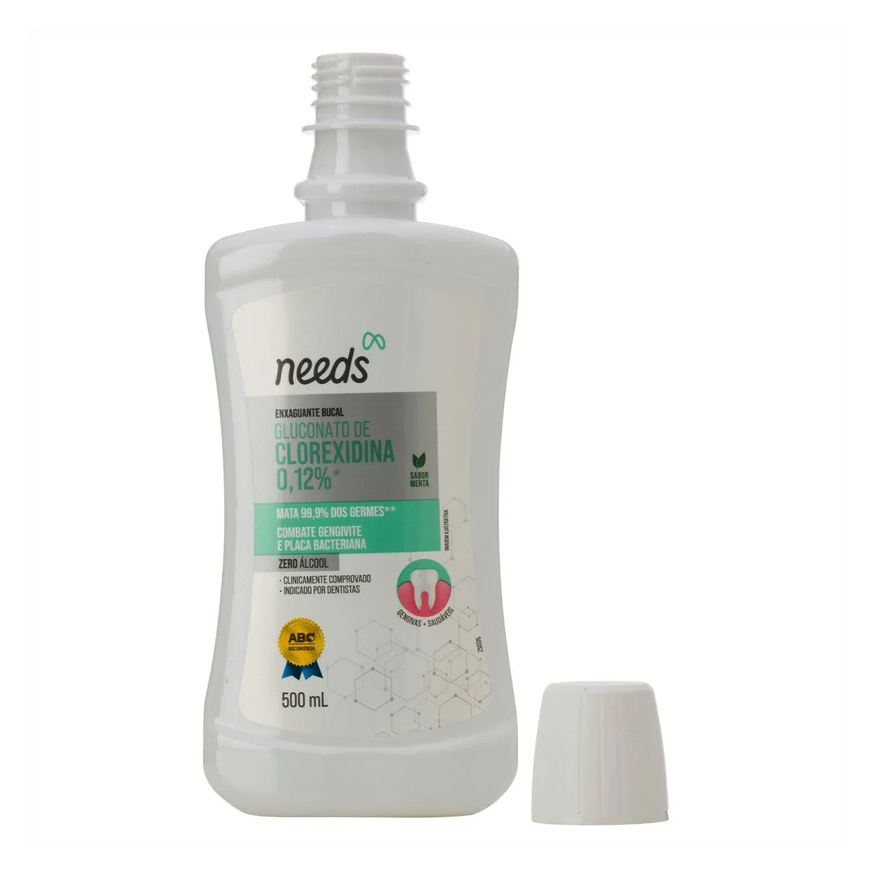 Needs Enxaguante Bucal Clorexidina 0,12% Menta Sem Álcool 500ml