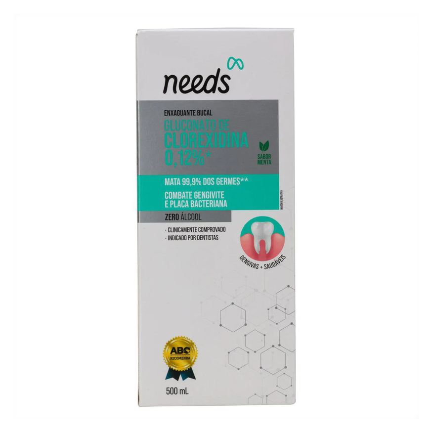 Needs Enxaguante Bucal Clorexidina 0,12% Menta Sem Álcool 500ml