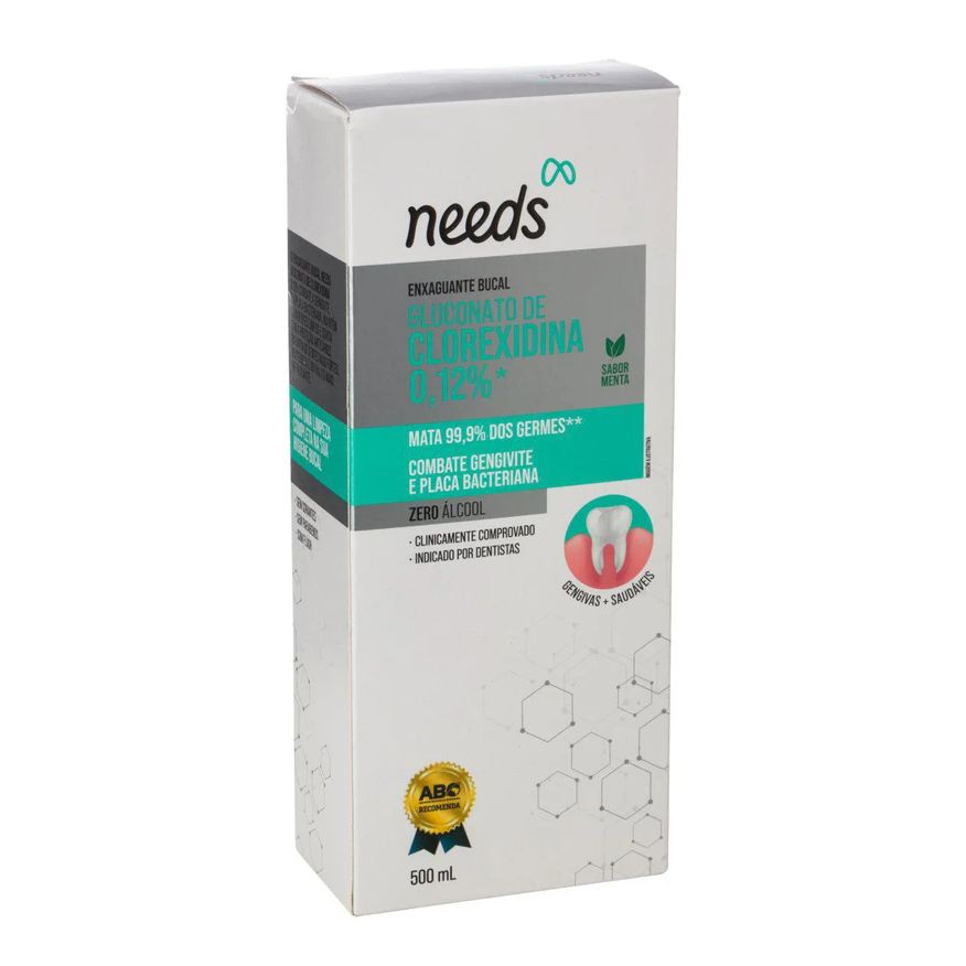 Needs Enxaguante Bucal Clorexidina 0,12% Menta Sem Álcool 500ml