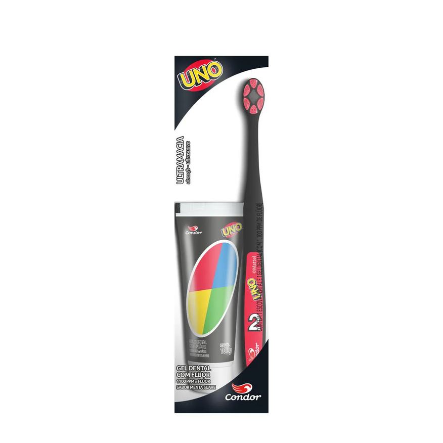 Condor Kit Uno Escova de Dente Ultramacia + Gel Dental com Flúor Menta Suave Adulto 100g
