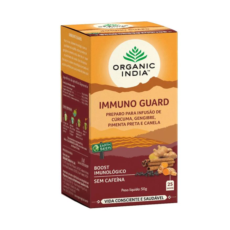Organic India Chá Infusão Immuno Guard Caixa com 25 Saches 2g