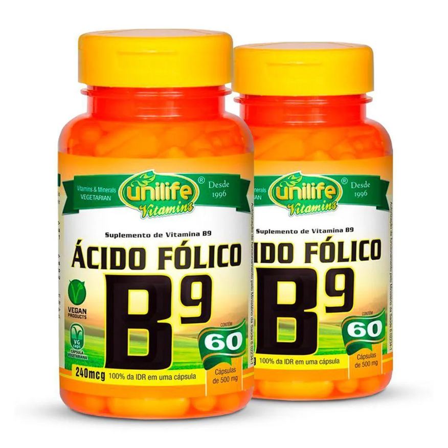 Unilife Kit 2 Vitamina B9 Ácido Fólico 60 cápsulas