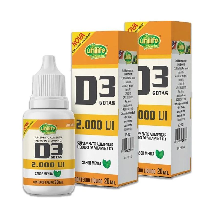 Unilife Kit 2 Vitamina D3 2.000 Ui Menta 20ml