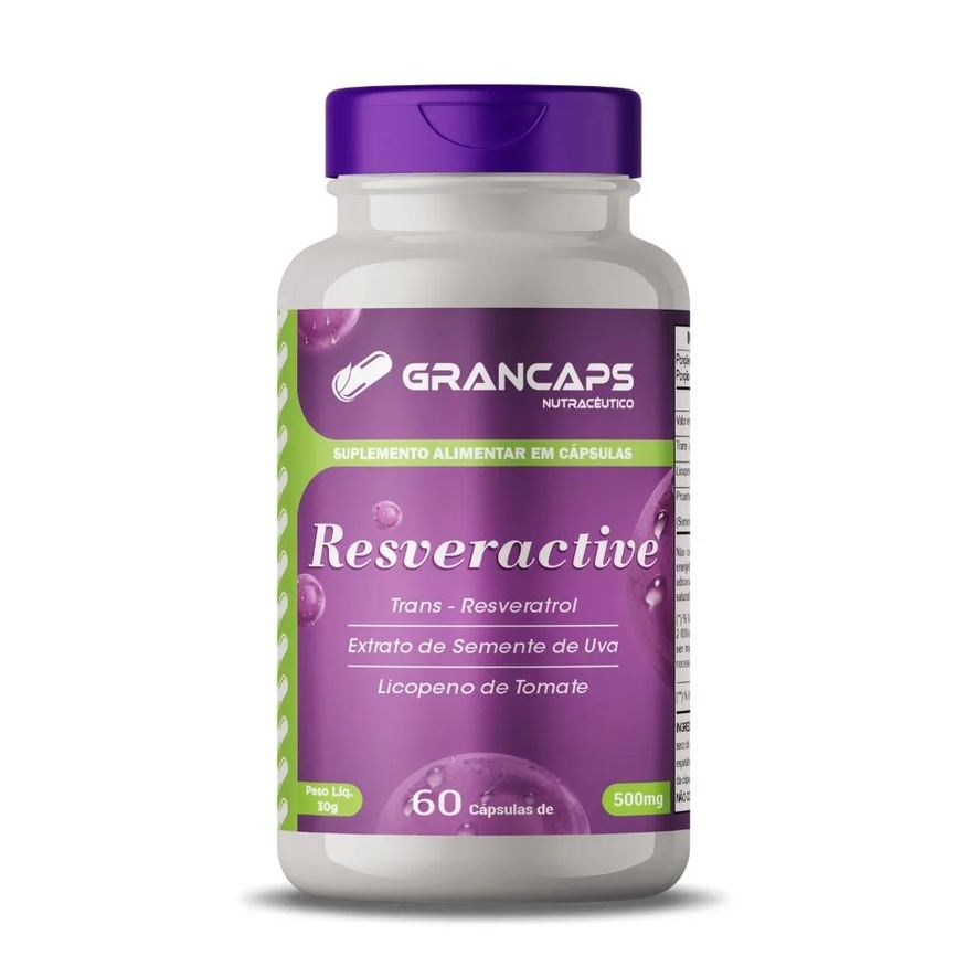 Grancaps Resveratrol com Licopeno 60 cápsulas 500mg
