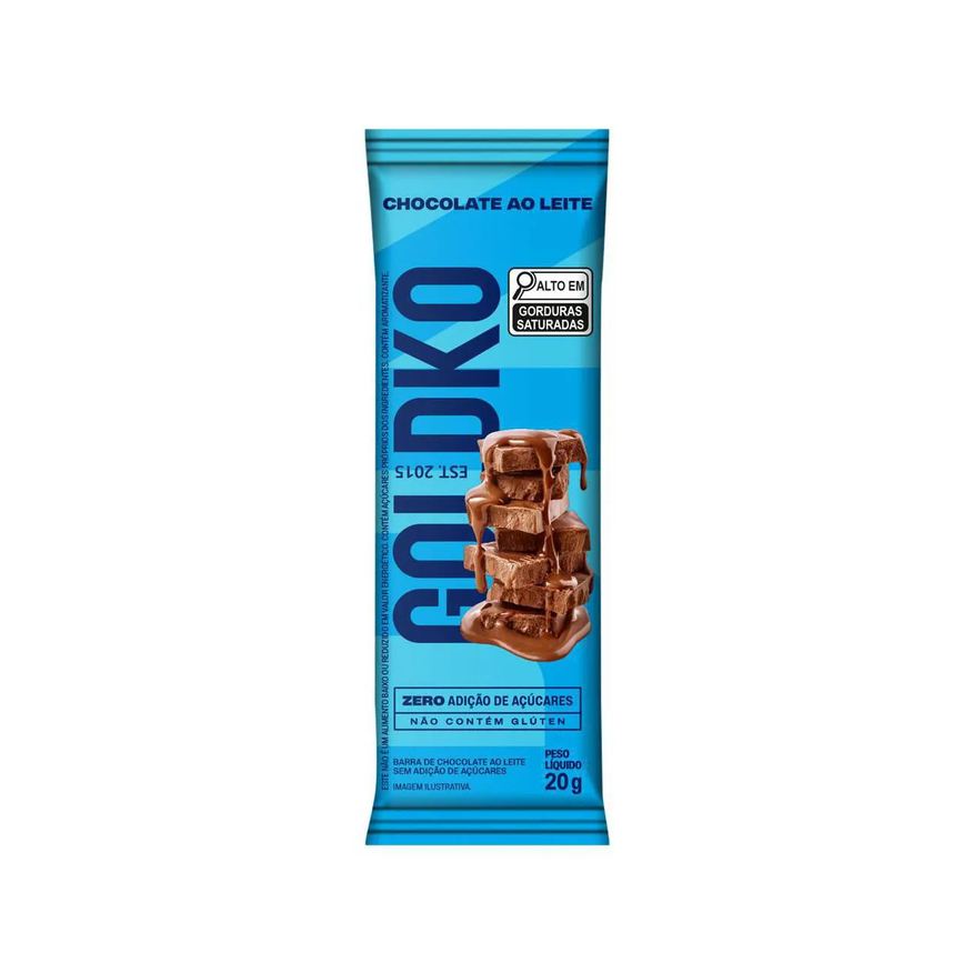 Goldko Barra de Chocolate ao Leite Zero Açúcar 20g