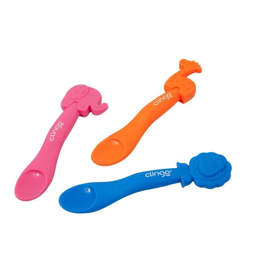 Clingo Colher em Silicone Animaizinhos Elefante Rosa