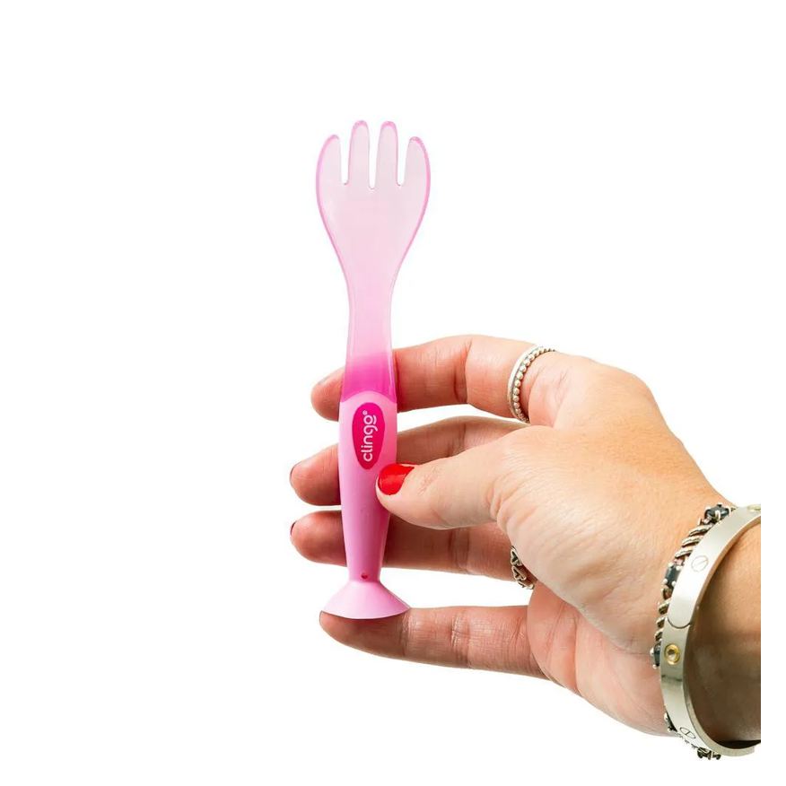 Clingo Talheres de Silicone com Ventosa Rosa