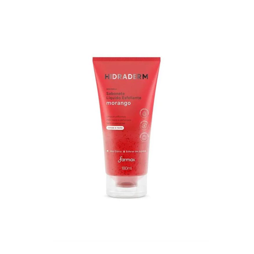 Farmax Hidraderm Sabonete Liquido Esfoliante Morango 180ml