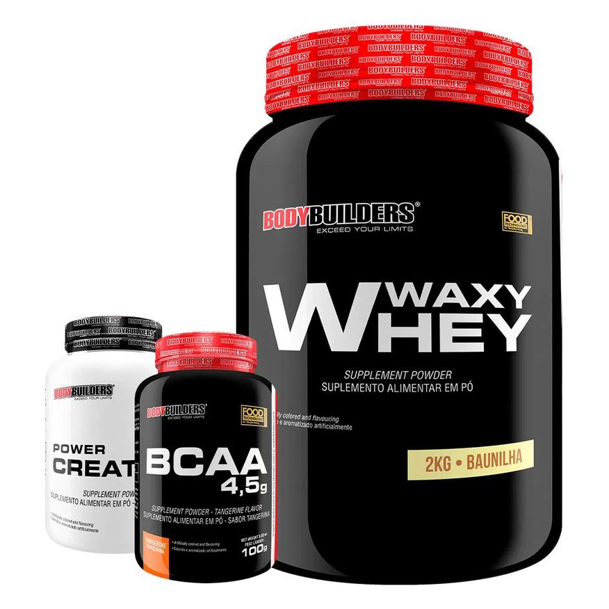 Bodybuilders Kit Waxy Whey 2kg + Bcaa 4,5 100g + Power Creatina 100g – Baunilha