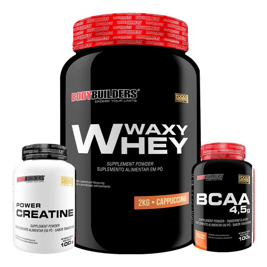 Bodybuilders Kit Waxy Whey 2kg + Bcaa 4,5 100g + Power Creatina 100g – Cappuccino