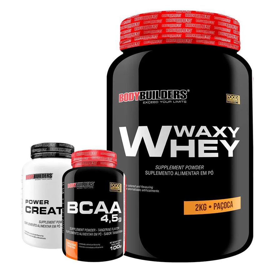 Bodybuilders Kit Waxy Whey 2kg + Bcaa 4,5 100g + Power Creatina 100g – Paçoca