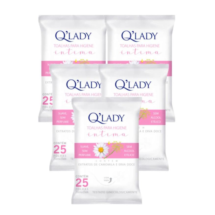 Q'Lady Kit C5 Toalhas Íntimas sem Perfume Suave e Delicada - Q Lady