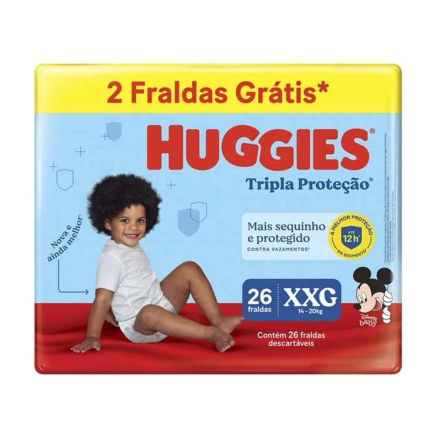 Huggies Fraldas Tripla Proteção Mega Xxg com 26 unidades 2 Tiras