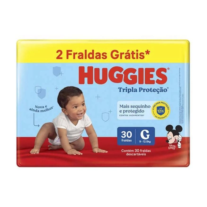 Huggies Fraldas Tripla Proteção Mega G com 30 unidades 2 Tiras