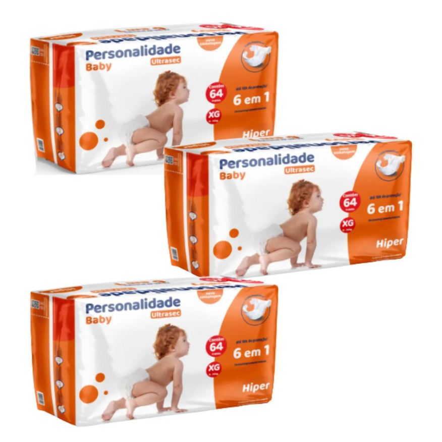 Personalidade Kit C3 Fralda Infantil Hiper Xg Ultrasec