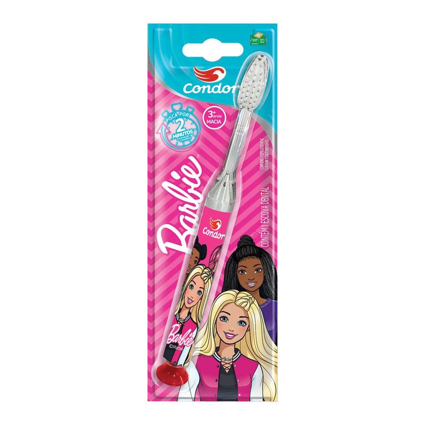 Condor Escova Dental Macia com Luz de Led que Pisca Barbie Cabeça P
