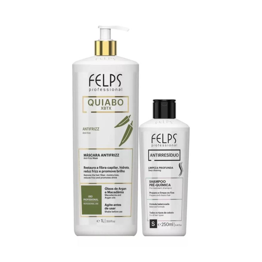Felps Professional Felps Escova Progressiva de Okra 1l e Antirresiduo 250ml