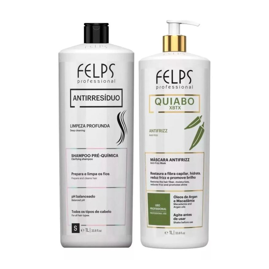 Felps Professional Felps Escova Progressiva de Okra 1l e Antirresíduo 1l