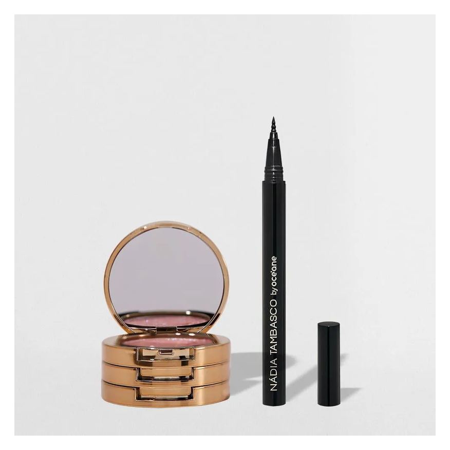 Océane Kit Trio de Sombras 3 To Go Pallete Hazel + Caneta Delineadora Nádia Tambasco By (2 Produtos)
