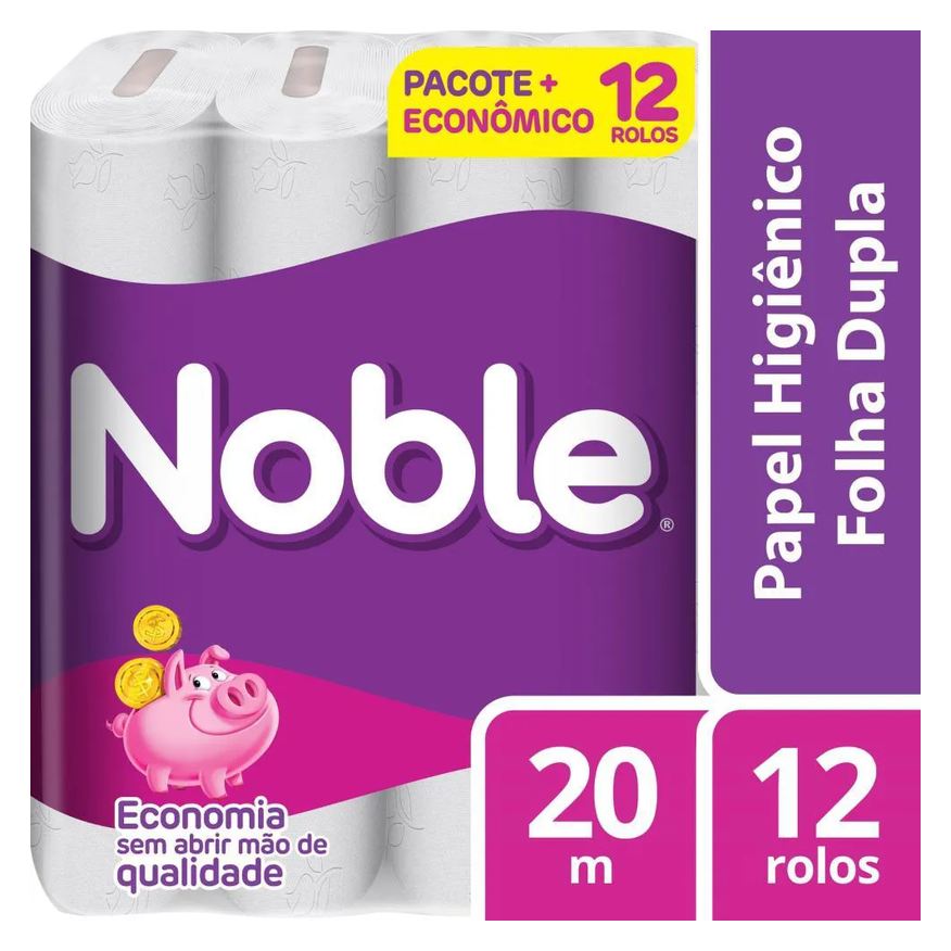 Higiênico Papel Noble Neutro Folha Dupla 12 Rolos de 20m
