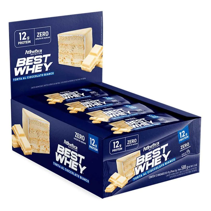 Atlhetica Nutrition Best Whey Bar 12g - Caixa com 12un 49g Cada - Torta Cioccolato Bianco