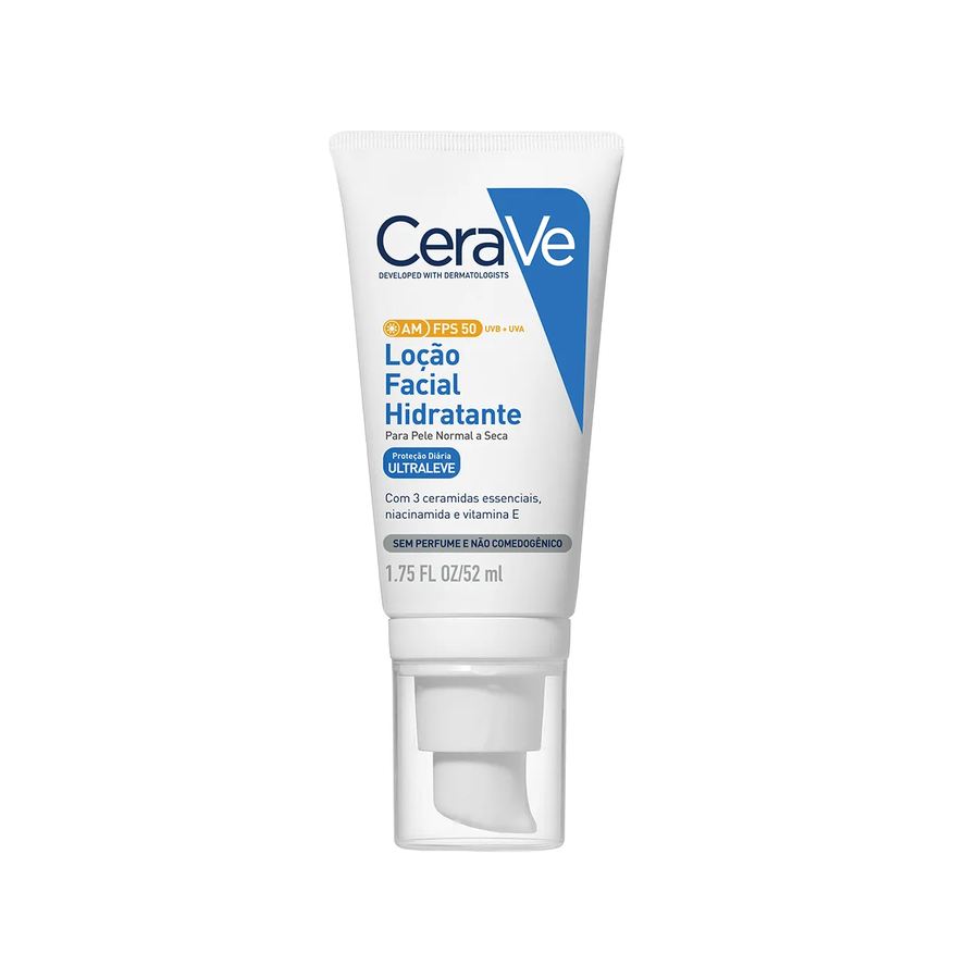 CeraVe Loção Hidratante Facial AM FPS 50 Proteção Solar e Hidratação com Ceramidas 52ml